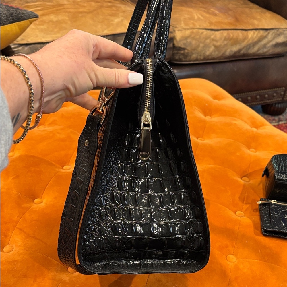 Brahmin Black Crocodile Embossed Handbag Set - Picture 11 of 16